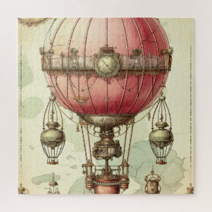 Puzzle Balloon à air chaud rose vapeur vintage (2)