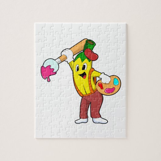 Puzzle Banane en peintre avec pinceau (Vertical)