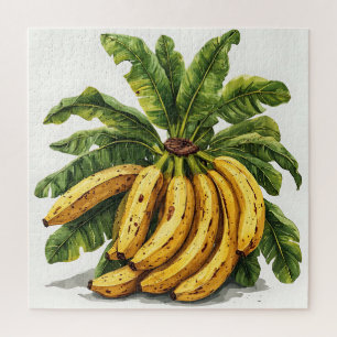 Puzzle Bananes et leurs feuilles vertes