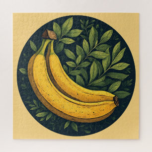 Puzzle Bananes, Feuilles et un Cercle Sombre