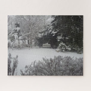 Puzzle Banc de parc en neige fraîche