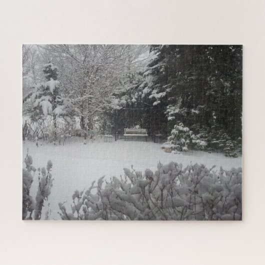 Puzzle Banc de parc en neige fraîche (Horizontal)