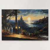 Puzzle Banc Magic Workshop surplombant une baie d'Imagina (Horizontal)