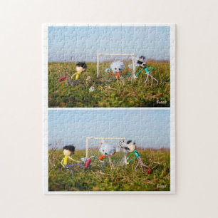 Puzzle Bande dessinée de football des Fubby's en action.