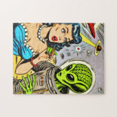 Puzzle Bande dessinée de science fiction Alien rétro (Horizontal)