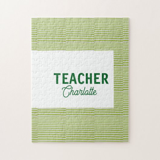 Puzzle Bandes blanches vert citron professeur nom de l'en (Vertical)