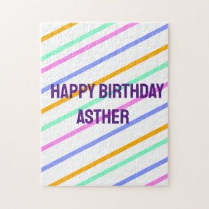 Puzzle Bandes colorées joyeux anniversaire ajouter nom ch
