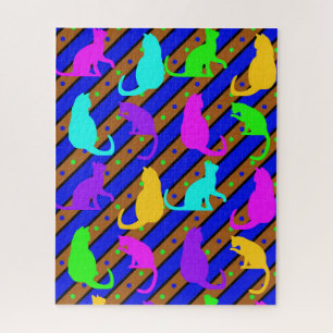 Puzzle Bandes de chats colorés et art animal à petits poi