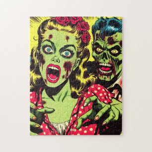 Puzzle Bandes dessinées rétro de couple zombie