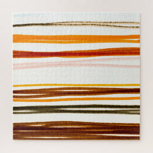 Puzzle Bandes géométriques, aquarelle orange