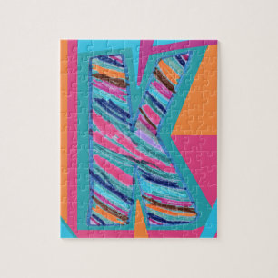 Puzzle Bandes multicolores colorées Lettre K comme dans K