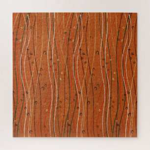 Puzzle Bandes Rouges Ondulées : Art Abstrait Japonais Mod