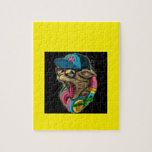 Puzzle bandit frais frappant le chat (Vertical)