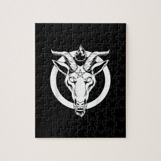 Puzzle Baphomet de chèvre foncée, Satanique Lucifer Beelz (Vertical)