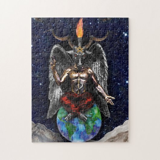 Puzzle Baphomet Sabbatical Goat Black Night Earth (Vertical)