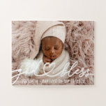 Puzzle Baptême Simple Élégant Moderne Coeur Bébé Photo<br><div class="desc">Ce design simple et moderne est composé de typographie serif et ajouter une photo personnalisée,  ajouter le nom du bébé et le mois et l'année du baptême</div>