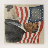 Puzzle Barack Obama devant le drapeau américain et le Cap (Horizontal)