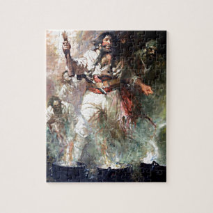 Puzzle Barbe Noire sur feu pirate hantée art Vintage