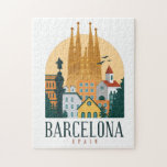 Puzzle Barcelona Espagne Skyline Vintage<br><div class="desc">Magnifique et unique puzzle Barcelona Spain Skyline montrant les célèbres sites et bâtiments de la ville espagnole. Fait un grand cadeau souvenir pour chaque touriste,  catalan et tous les êtres chers. Achetez le vôtre aujourd'hui. Idée cadeau Extraordinaire à Barcelone pour anniversaire ou noël.</div>