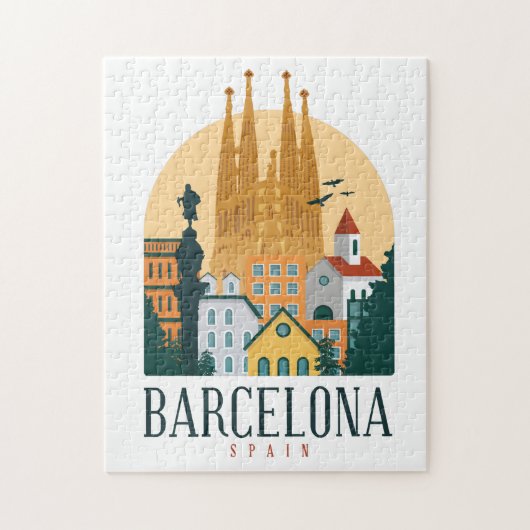 Puzzle Barcelona Espagne Skyline Vintage (Vertical)
