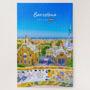 Puzzle Barcelone, Espagne - Parc Guell Mosaïque Gaudi