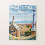 Puzzle Barcelone Espagne Travel Art Vintage<br><div class="desc">Conception de voyage vectorielle rétro de Barcelone. Barcelone,  capitale cosmopolite de la Catalogne espagnole,  est connue pour son art et son architecture.</div>