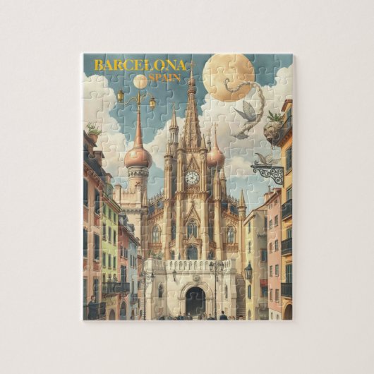 Puzzle barcelone espagne Voyage Art Vintage (Vertical)