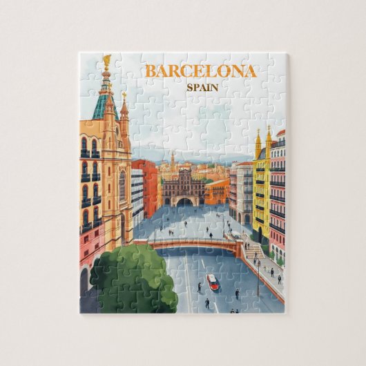 Puzzle barcelone espagne Voyage Art Vintage (Vertical)