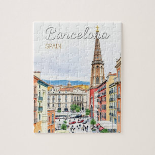 Puzzle barcelone espagne Voyage Art Vintage