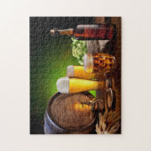 Puzzle Baril de bière avec verres de bière sur une table (Vertical)