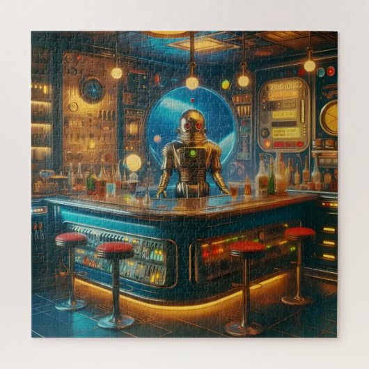 Puzzle Barman Robot dans le bar interstellaire de l'ère s (Vertical)