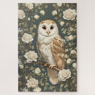 Puzzle Barn Owl Et White Roses William Morris Inspiré
