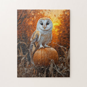 Puzzle Barn Owl sur le Citrouille Automne
