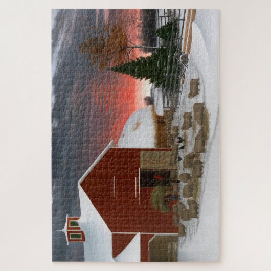Puzzle Barnyard en hiver (Vertical)