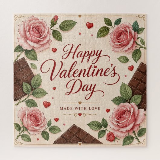 Puzzle Barres de chocolat Roses roses Saint-Valentin (Vertical)