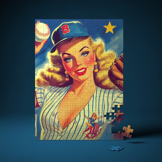 Puzzle Base-ball pin-up vintage