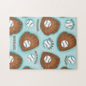 Puzzle Baseball Glove Ball & Boy Nom Motif Sport Thème (Horizontal)