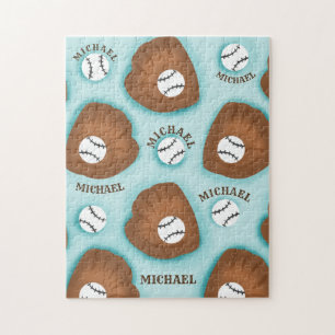 Puzzle Baseball Glove Ball & Boy Nom Motif Sport Thème