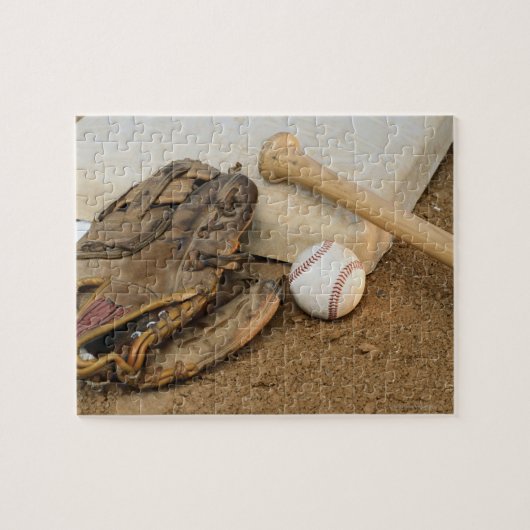 Puzzle Baseball, Mitt et Bat sur la base (Horizontal)