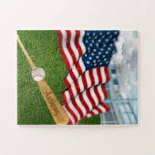 Puzzle Baseball personnalisé avec Drapeau américain Jigsa (Horizontal)
