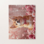 Puzzle Basenji avec des roses - Saint-Valentin (Vertical)