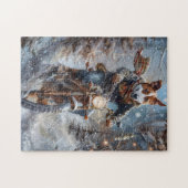 Puzzle Basenji Chien équitation Moto Noël (Horizontal)