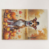 Puzzle Basenji dans l'art de l'Action de grâce des feuill (Horizontal)