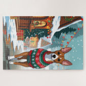 Puzzle Basenji Dogs Christmas Snow Holiday  (Horizontal)