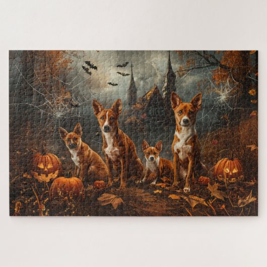 Puzzle Basenji Halloween Chien De Nuit Délice (Horizontal)