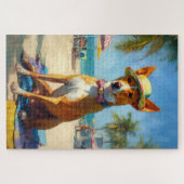 Puzzle Basenji sur la plage, cadeau d'été pour les amoure (Horizontal)