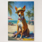 Puzzle Basenji sur la plage, cadeau d'été pour les amoure (Vertical)