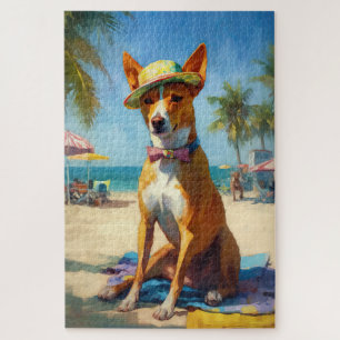 Puzzle Basenji sur la plage, cadeau d'été pour les amoure
