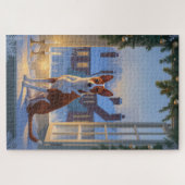 Puzzle Basenji With Christmas Lights Holiday (Horizontal)