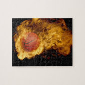 Puzzle Basket-ball en feu (composite numérique) (Horizontal)